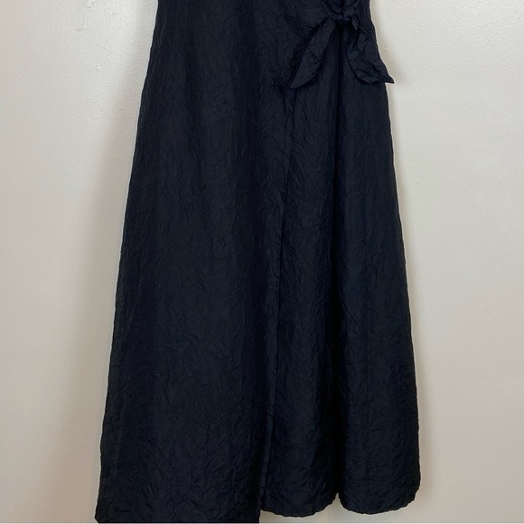Jill 100% Silk Black Midi Crepe Crinkle Wrap Dress – Size XS - Picture 3 of 8